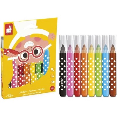 Feutres Jumbo x8 : Peinture par numéro & coloriage - Janod