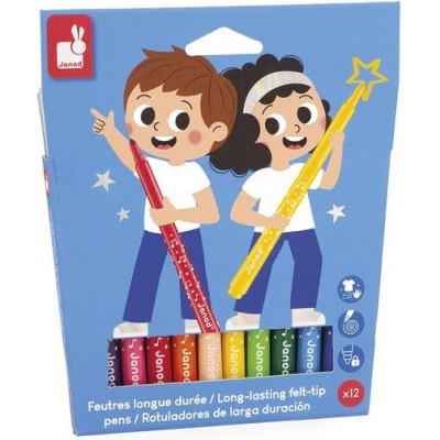 Feutres Longue Durée x12 : Peinture par numéro & coloriage - Janod