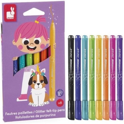 Feutres Pailletés x8 : Peinture par numéro & coloriage - Janod