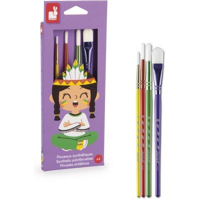 Kit de 4 Pinceaux Synthétiques : Peinture par numéro & coloriage - Janod