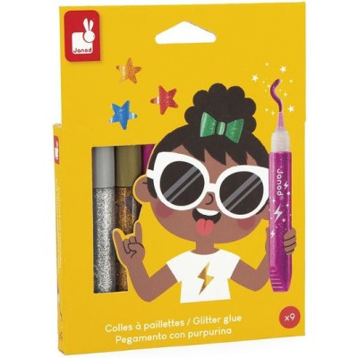 Colle à Paillettes x9 tubes : Peinture par numéro & coloriage - Janod