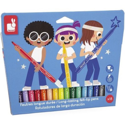 Feutres Longue Durée x18 : Peinture par numéro & coloriage - Janod
