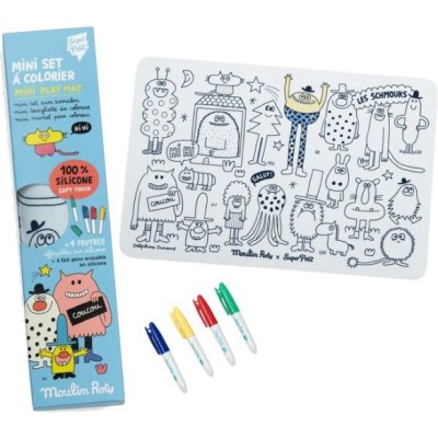 Mini set à colorier et 4 feutres Les Schmouks - Moulin Roty