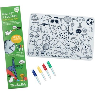 Mini set à colorier et 4 feutres Les Loufoques - Moulin Roty