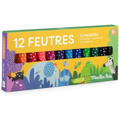 12 gros feutres pointes coniques Les Toupitis - Moulin Roty