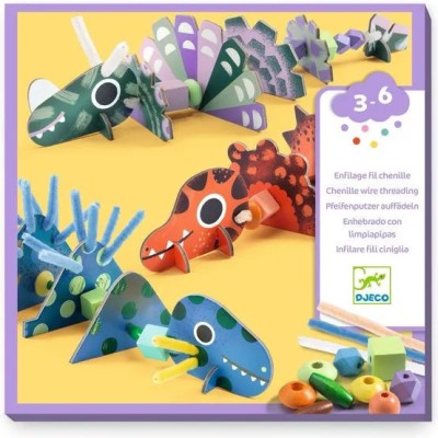 Enfilage fil chenille Terribles dinos - Djeco - Activité créative