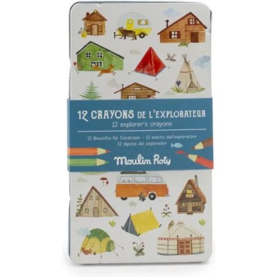 12 crayons de couleurs L'Explorateur Le Jardin du Moulin - Moulin Roty