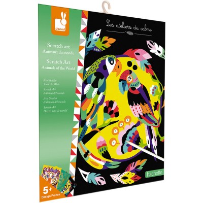 Kit Créatif - Scratch Art Animaux Du Monde : Cartes à gratter - Janod