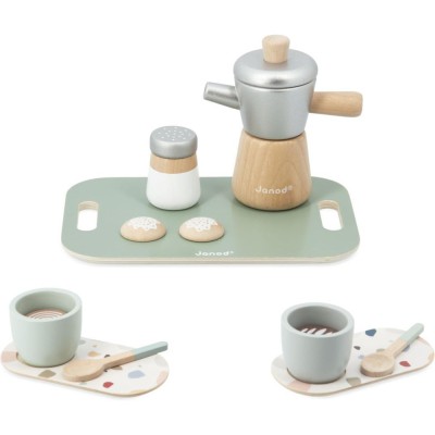Set dinette café jouet - Accessoires cuisine bois, enfant dès 2 ans - Janod