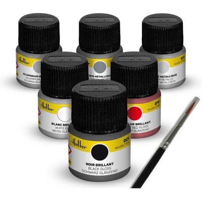 Set de peinture Voitures de sport - Acrylique, 6 12 ml - Heller - Heller 9403