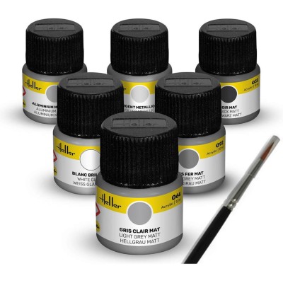 Set de peinture Avions civils - Acrylique, 6 12 ml - Heller - Heller 9401