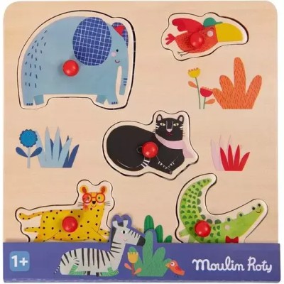 Puzzle encastrable 5 animaux Les toupitis - Moulin Roty