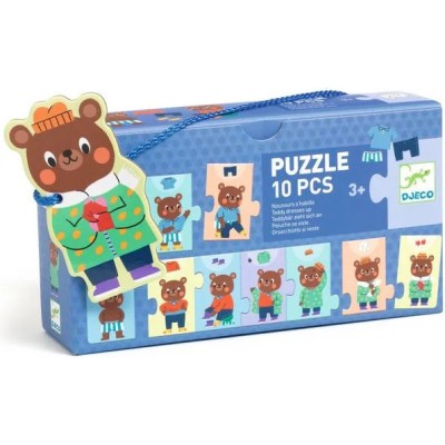 Puzzle frise 10 pièces : nounours s'habille - djeco