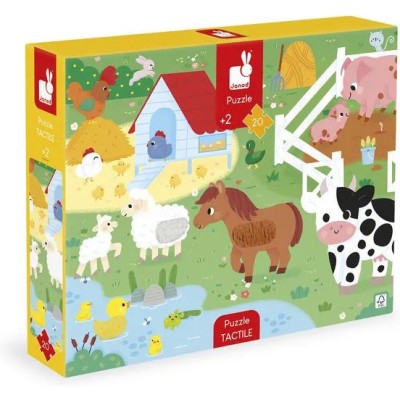 Puzzle Tactile 'La Ferme' 20 pièces : Puzzles 20 à 49 pièces - Janod