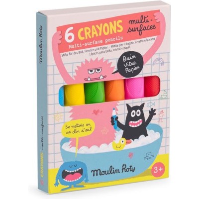 6 crayons multisurfaces Les Schmouks - Papeterie - Moulin Roty