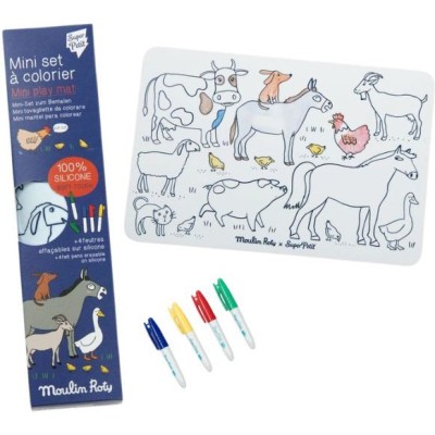 Mini set à colorier et 4 feutres Aujourd'hui c'est Mercredi - Moulin Roty