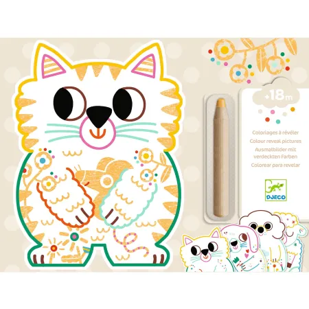 Coffret coloriage : animaux familiers à révéler - Djeco