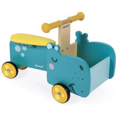 Trotteur enfant bois - Porteur hippo pour bébé - Janod