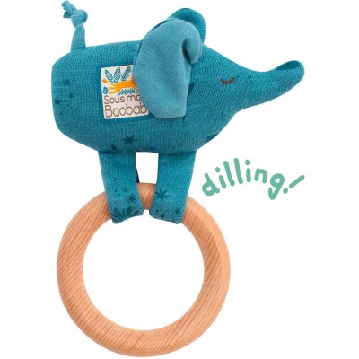 Anneau hochet bois éléphant Sous mon baobab - Moulin Roty