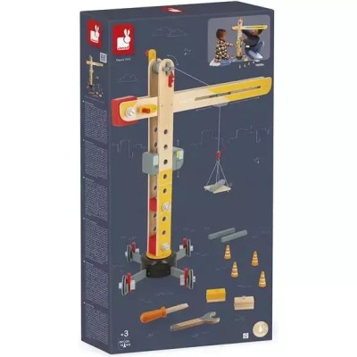 Grande grue en bois - Jouet de construction Fsc - Janod