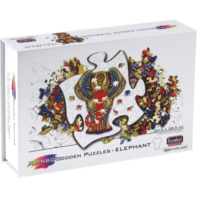 Rainbow Puzzle en bois - Elephant - 99 pièces - Jeux classiques