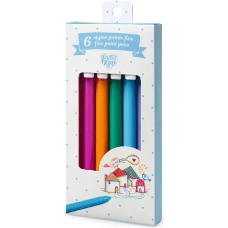 6 stylos gel pointe fine 0.7 Lovely Paper - Djeco