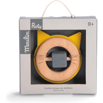 Hochet anneau de dentition chat Les moustaches - Moulin Roty