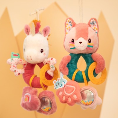 Peluche d'activités licorne rose pour bébé dès 3 mois - Je découvre - 0 à 12 mois - Lilliputiens
