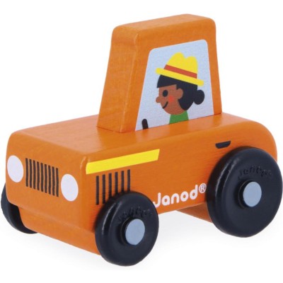 Tracteur orange en bois Campagne - Cross Roads : Véhicules, garages et voitures - Janod