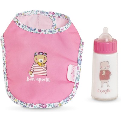 Accessoires pour grand poupon 36 et 42 cm : bavoir et biberon magique - Corolle