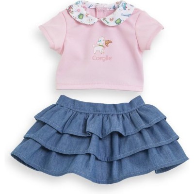 Vêtement pour poupon 30 cm : t-shirt et jupe- week-end à paris - Corolle