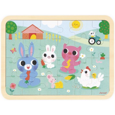 Puzzle en bois la ferme 24 pièces : Puzzles en bois premier âge - Janod