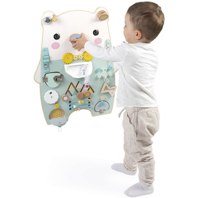 Busyboard en bois pour bébé 18 mois - Busy board ours Pure - Janod
