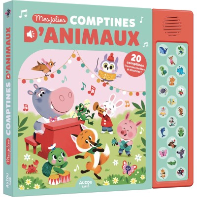 Mes jolies comptines d'animaux - 20 puces sonores - Livres enfants - Auzou
