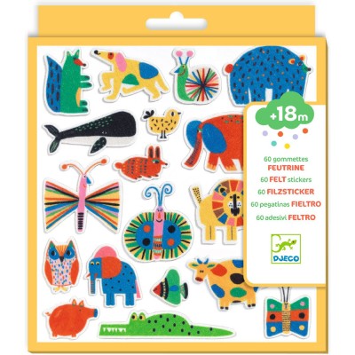 60 gommettes en feutrine Des animaux partout ! - Djeco