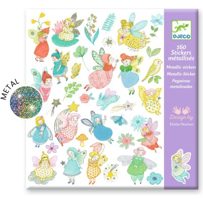 Pochette 160 Stickers métallisés Scintillantes Fées - Djeco