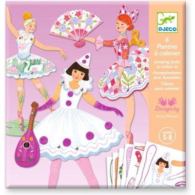 Pochette 6 Pantins à colorier Tutus - Djeco