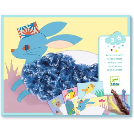 Collages : laine & scratch - avec un chapeau - Djeco