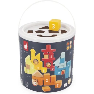 Baril de construction Ferme 56 pièces - bois - : Manipulation & Encastrement - Janod