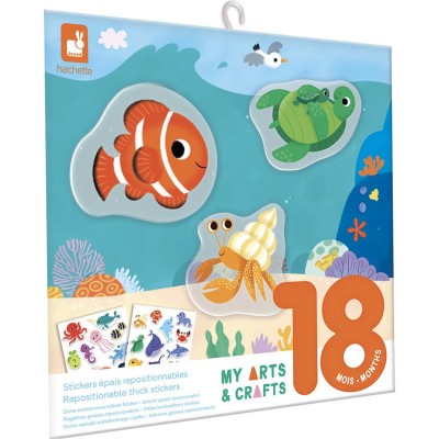 Coffret Créatif Stickers Epais Repositionnables La Mer - 18 mois : Mosaïque, gommettes & stickers - Janod