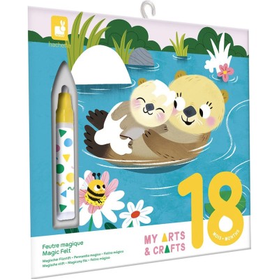 Coffret Créatif Feutre Magique Animaux Calins - 18 mois : Peinture par numéro & coloriage - Janod