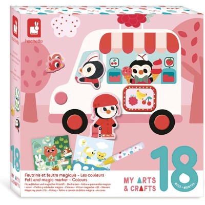 Coffret Créatif Feutrine et Feutre Magique - 18 mois : Peinture par numéro & coloriage - Janod