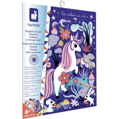 Kit Créatif - Scratch Art Licornes : Collection "Les Ateliers du Calme" - Janod