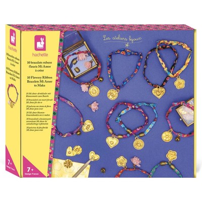 Kit Créatif - 10 Bracelets Rubans à Fleurs à Créer : Collection "Les Ateliers Bijoux" & Perles - Janod