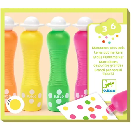 Feutres : marqueurs gros pois neon - 4 marqueurs - Djeco