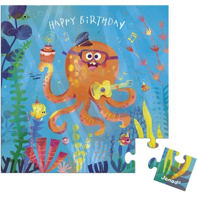 Carte Puzzle Anniversaire Poulpe 25 pcs - Janod