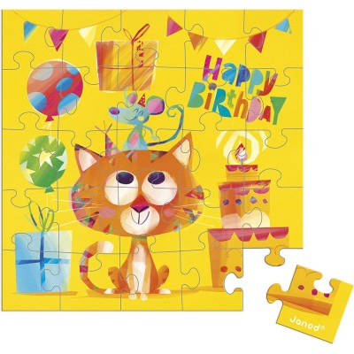 Carte Puzzle Anniversaire Chat 25 pcs - Janod