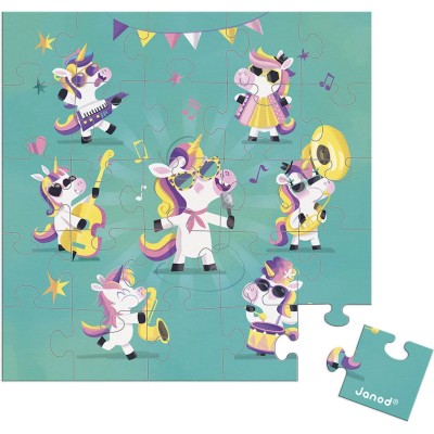 Carte Puzzle Licornes en Fête 25 pcs - Janod