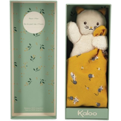 Doudou chat jaune pour bébé - Polyester recyclé, naissance - Kaloo