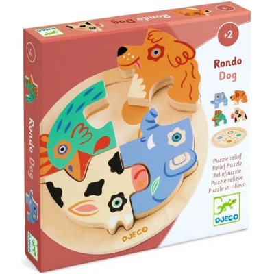 Puzzle en bois Rondo Dog - Djeco - Jouet en bois pour enfant dès 2 ans